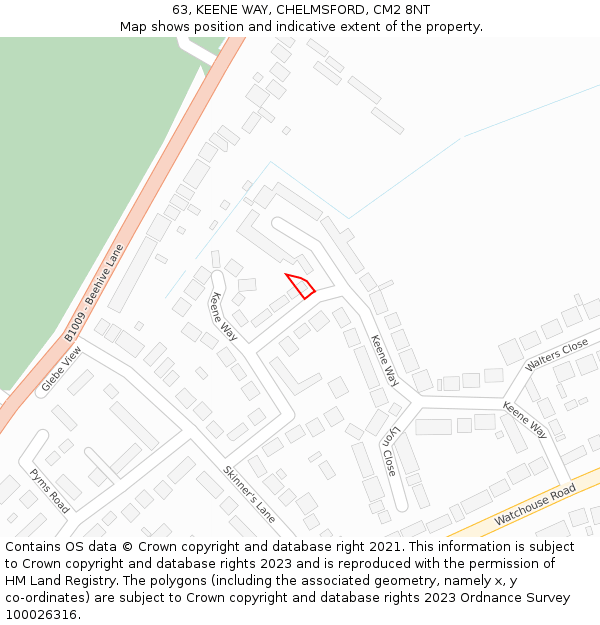 63, KEENE WAY, CHELMSFORD, CM2 8NT: Location map and indicative extent of plot