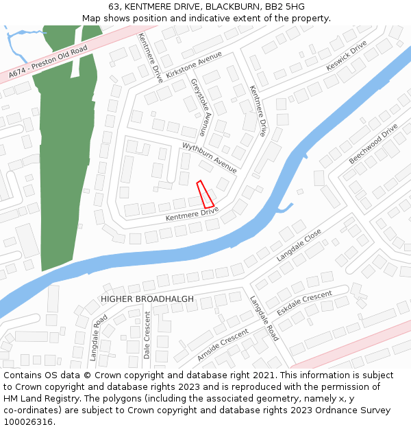 63, KENTMERE DRIVE, BLACKBURN, BB2 5HG: Location map and indicative extent of plot