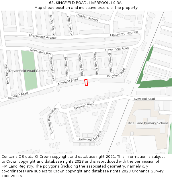 63, KINGFIELD ROAD, LIVERPOOL, L9 3AL: Location map and indicative extent of plot