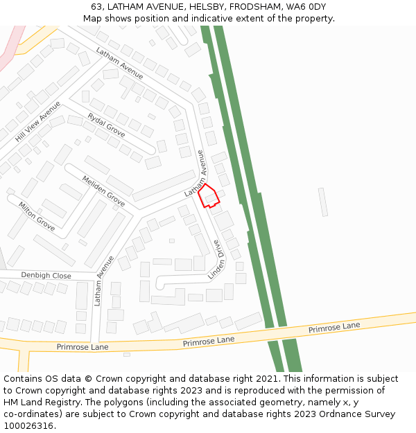 63, LATHAM AVENUE, HELSBY, FRODSHAM, WA6 0DY: Location map and indicative extent of plot