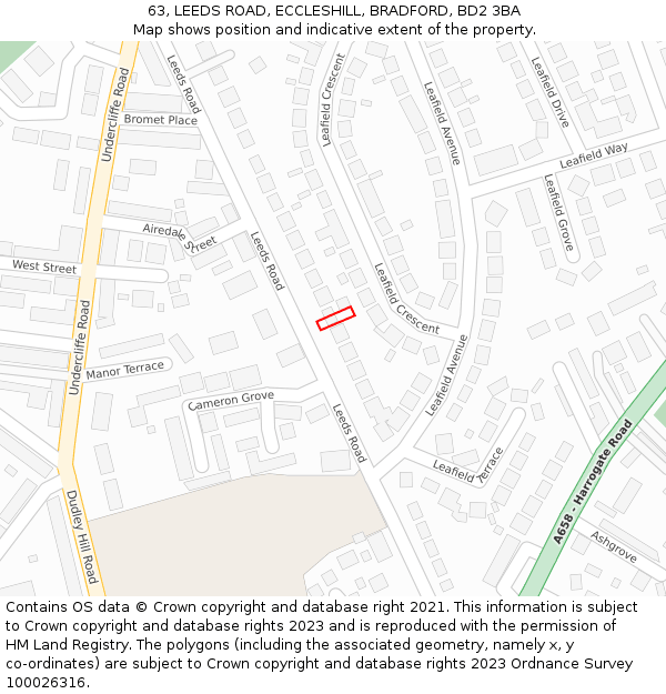 63, LEEDS ROAD, ECCLESHILL, BRADFORD, BD2 3BA: Location map and indicative extent of plot