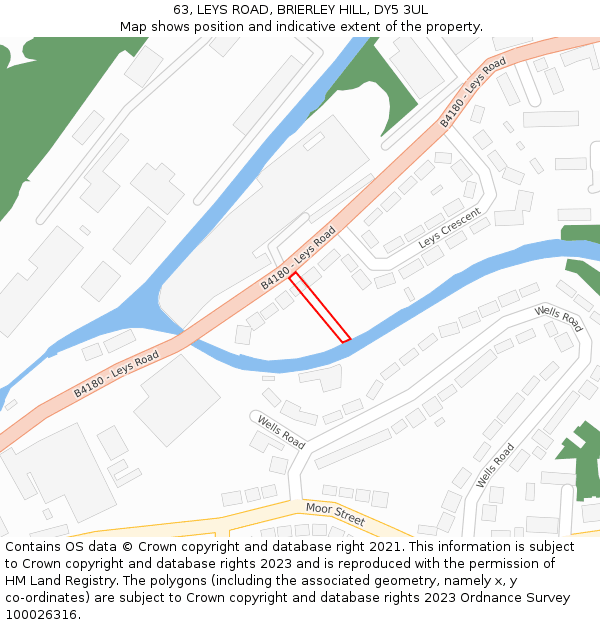 63, LEYS ROAD, BRIERLEY HILL, DY5 3UL: Location map and indicative extent of plot