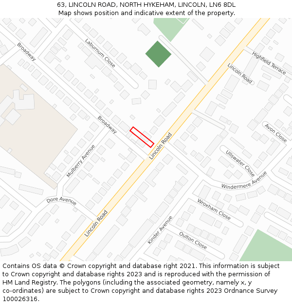 63, LINCOLN ROAD, NORTH HYKEHAM, LINCOLN, LN6 8DL: Location map and indicative extent of plot
