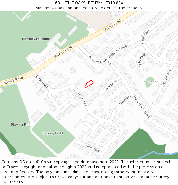 63, LITTLE OAKS, PENRYN, TR10 8RX: Location map and indicative extent of plot