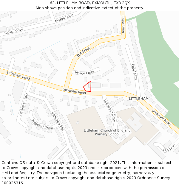 63, LITTLEHAM ROAD, EXMOUTH, EX8 2QX: Location map and indicative extent of plot