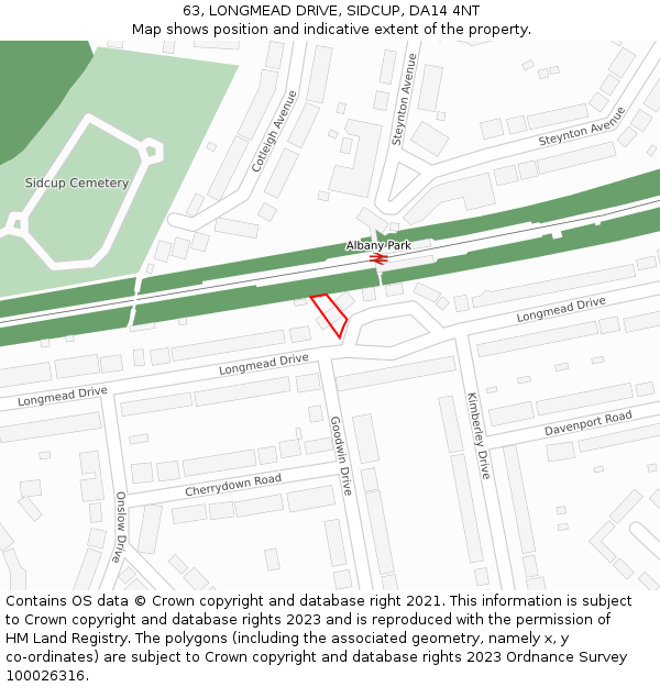 63, LONGMEAD DRIVE, SIDCUP, DA14 4NT: Location map and indicative extent of plot