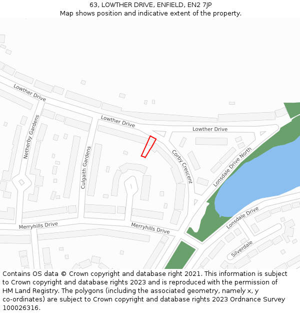 63, LOWTHER DRIVE, ENFIELD, EN2 7JP: Location map and indicative extent of plot