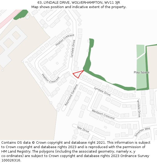 63, LYNDALE DRIVE, WOLVERHAMPTON, WV11 3JR: Location map and indicative extent of plot