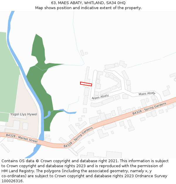 63, MAES ABATY, WHITLAND, SA34 0HQ: Location map and indicative extent of plot