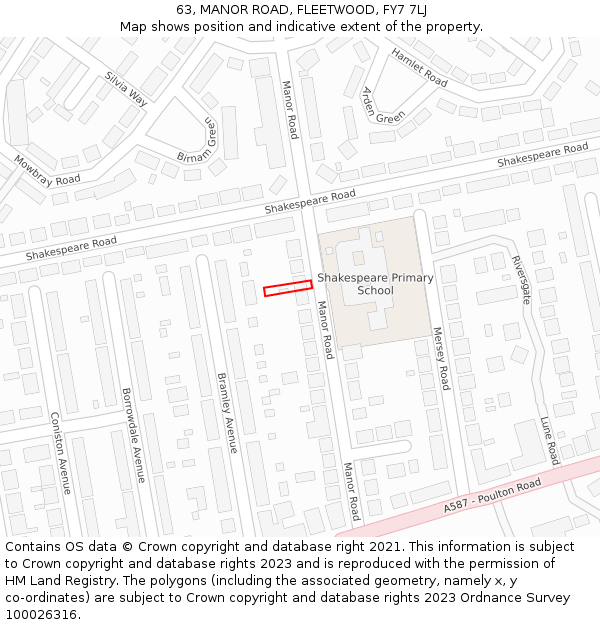 63, MANOR ROAD, FLEETWOOD, FY7 7LJ: Location map and indicative extent of plot