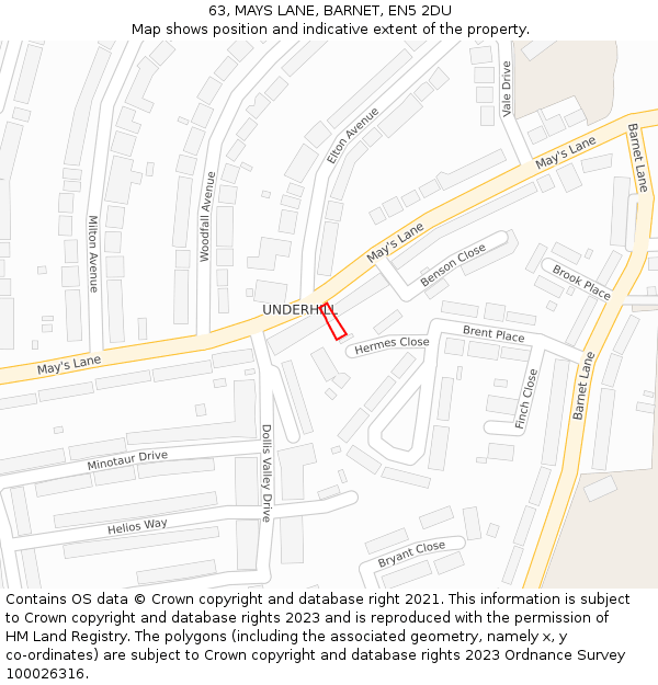 63, MAYS LANE, BARNET, EN5 2DU: Location map and indicative extent of plot