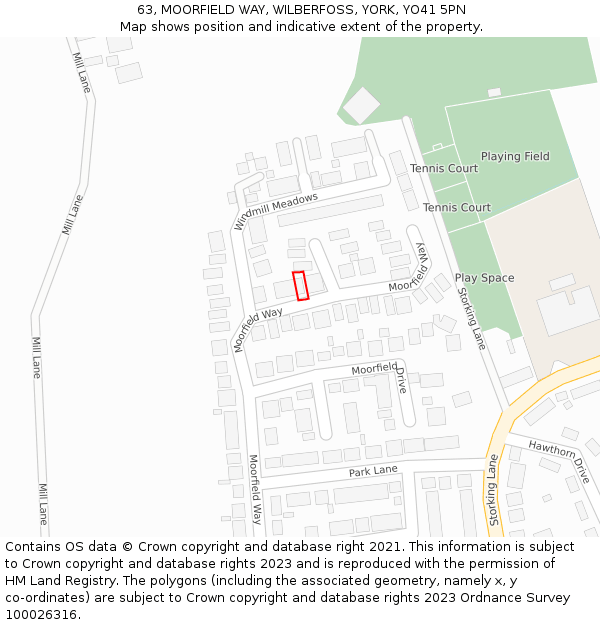 63, MOORFIELD WAY, WILBERFOSS, YORK, YO41 5PN: Location map and indicative extent of plot