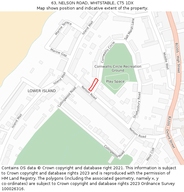 63, NELSON ROAD, WHITSTABLE, CT5 1DX: Location map and indicative extent of plot