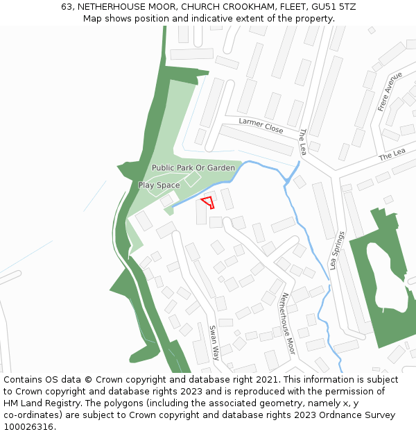 63, NETHERHOUSE MOOR, CHURCH CROOKHAM, FLEET, GU51 5TZ: Location map and indicative extent of plot