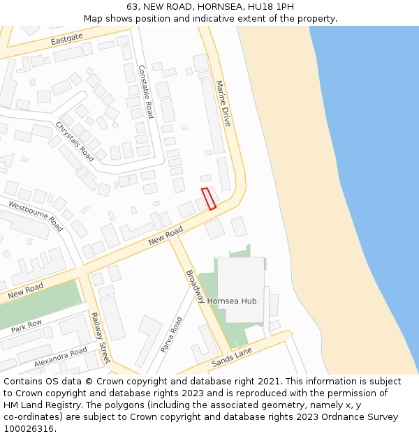 63, NEW ROAD, HORNSEA, HU18 1PH: Location map and indicative extent of plot