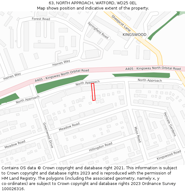 63, NORTH APPROACH, WATFORD, WD25 0EL: Location map and indicative extent of plot