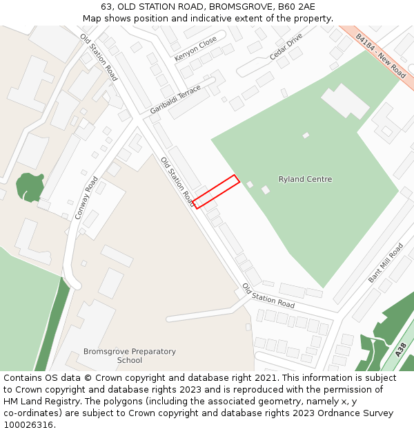 63, OLD STATION ROAD, BROMSGROVE, B60 2AE: Location map and indicative extent of plot