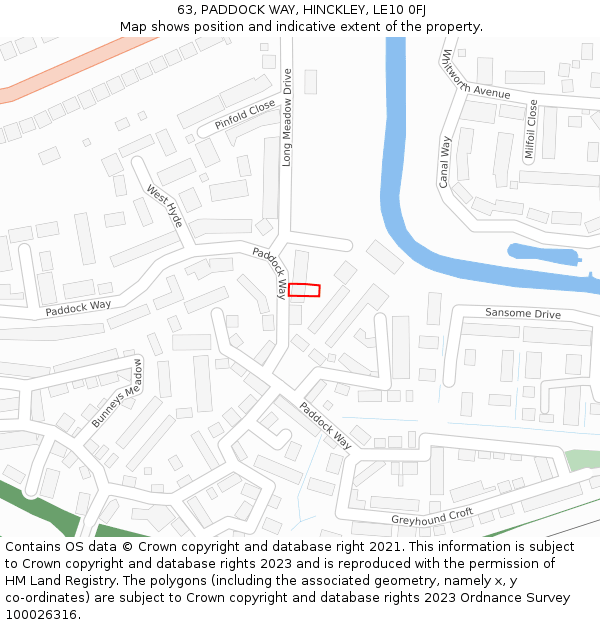 63, PADDOCK WAY, HINCKLEY, LE10 0FJ: Location map and indicative extent of plot