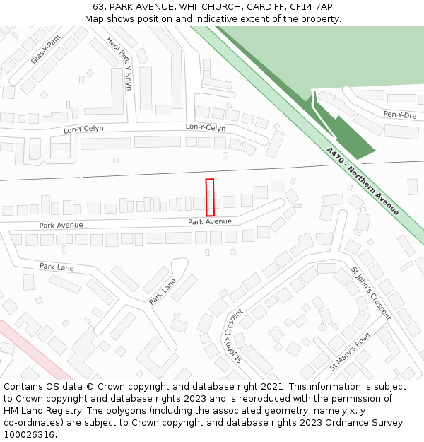 63, PARK AVENUE, WHITCHURCH, CARDIFF, CF14 7AP: Location map and indicative extent of plot