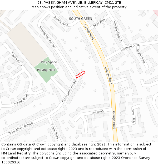 63, PASSINGHAM AVENUE, BILLERICAY, CM11 2TB: Location map and indicative extent of plot