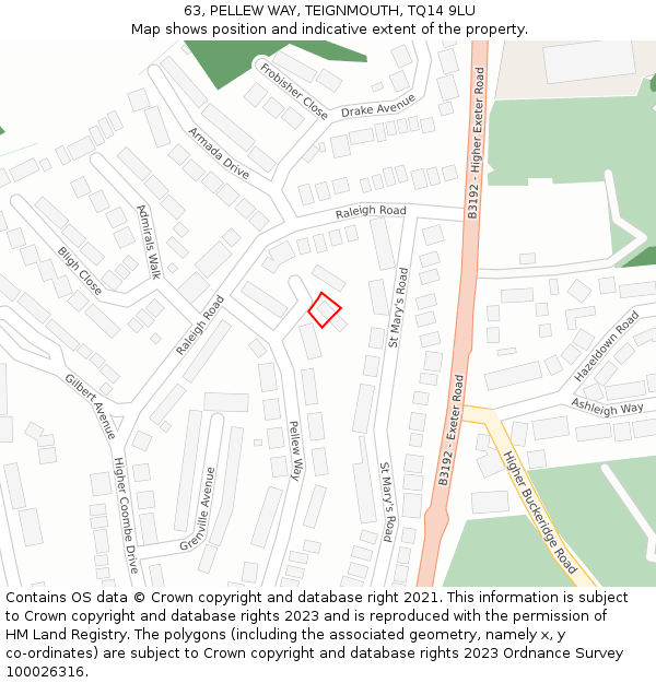 63, PELLEW WAY, TEIGNMOUTH, TQ14 9LU: Location map and indicative extent of plot