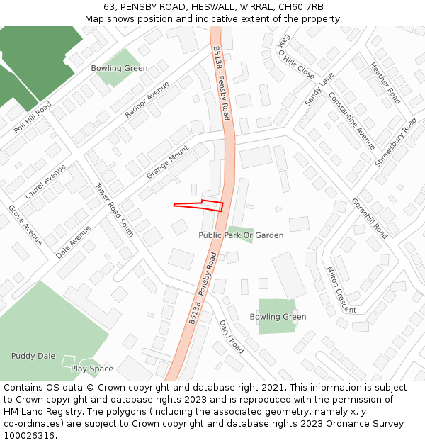 63, PENSBY ROAD, HESWALL, WIRRAL, CH60 7RB: Location map and indicative extent of plot