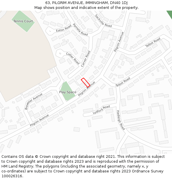 63, PILGRIM AVENUE, IMMINGHAM, DN40 1DJ: Location map and indicative extent of plot