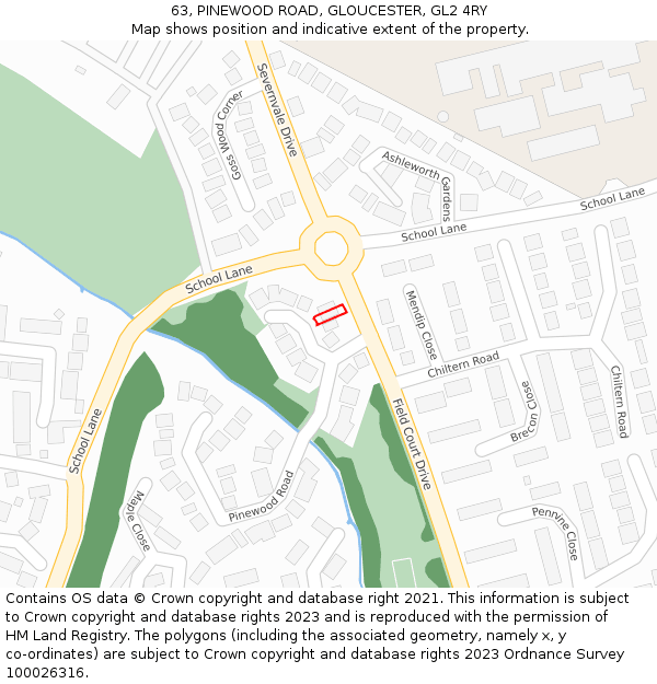 63, PINEWOOD ROAD, GLOUCESTER, GL2 4RY: Location map and indicative extent of plot