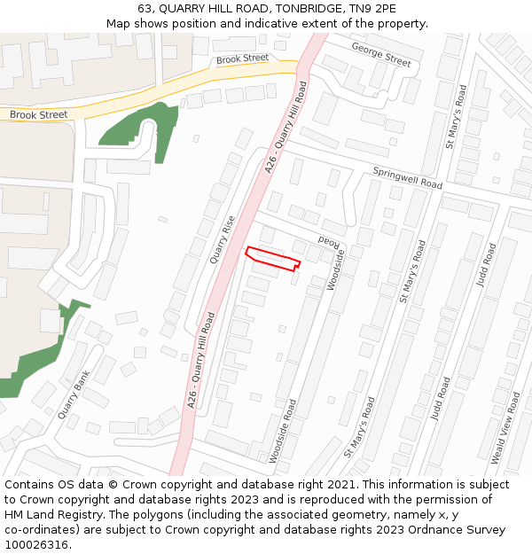 63, QUARRY HILL ROAD, TONBRIDGE, TN9 2PE: Location map and indicative extent of plot