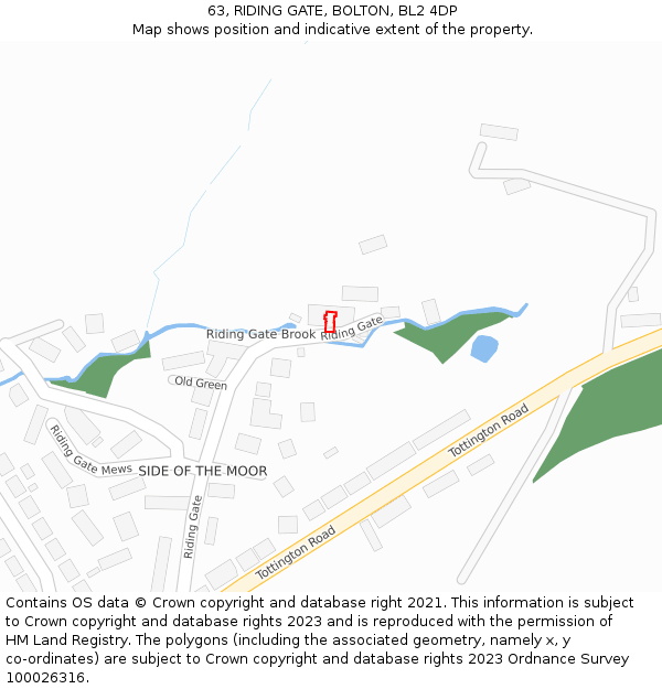 63, RIDING GATE, BOLTON, BL2 4DP: Location map and indicative extent of plot