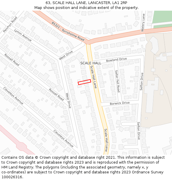 63, SCALE HALL LANE, LANCASTER, LA1 2RP: Location map and indicative extent of plot