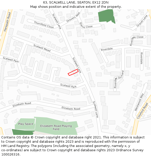 63, SCALWELL LANE, SEATON, EX12 2DN: Location map and indicative extent of plot