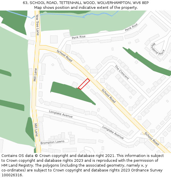 63, SCHOOL ROAD, TETTENHALL WOOD, WOLVERHAMPTON, WV6 8EP: Location map and indicative extent of plot