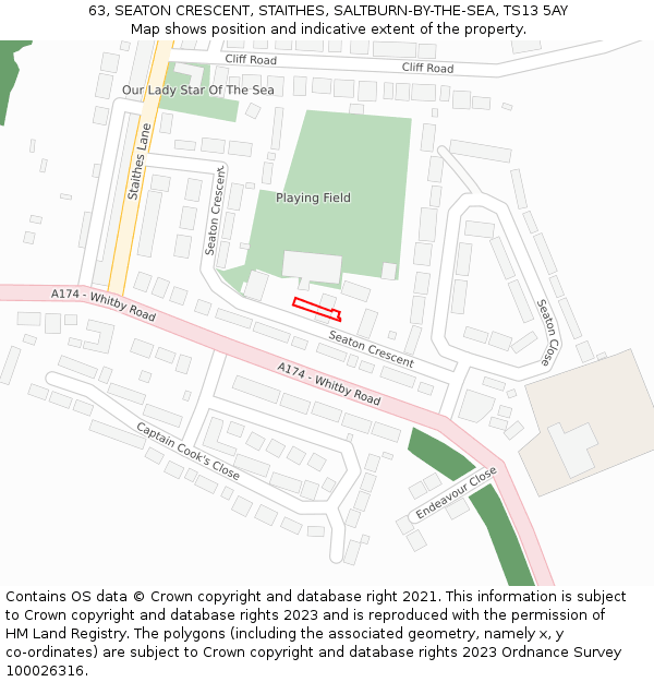 63, SEATON CRESCENT, STAITHES, SALTBURN-BY-THE-SEA, TS13 5AY: Location map and indicative extent of plot