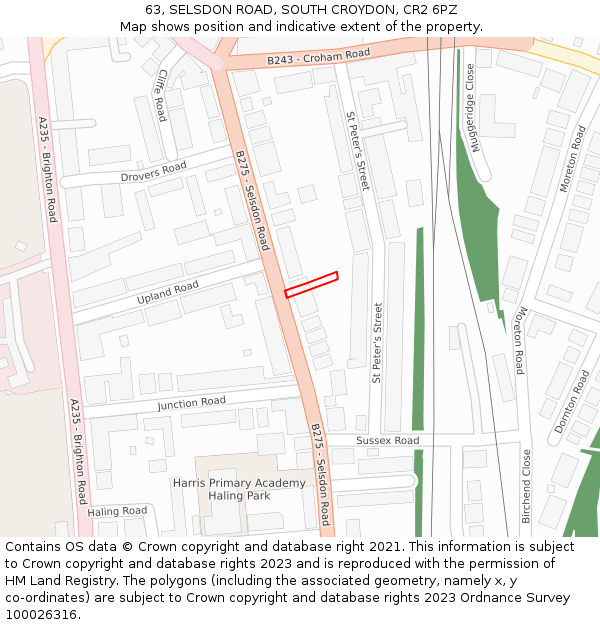 63, SELSDON ROAD, SOUTH CROYDON, CR2 6PZ: Location map and indicative extent of plot