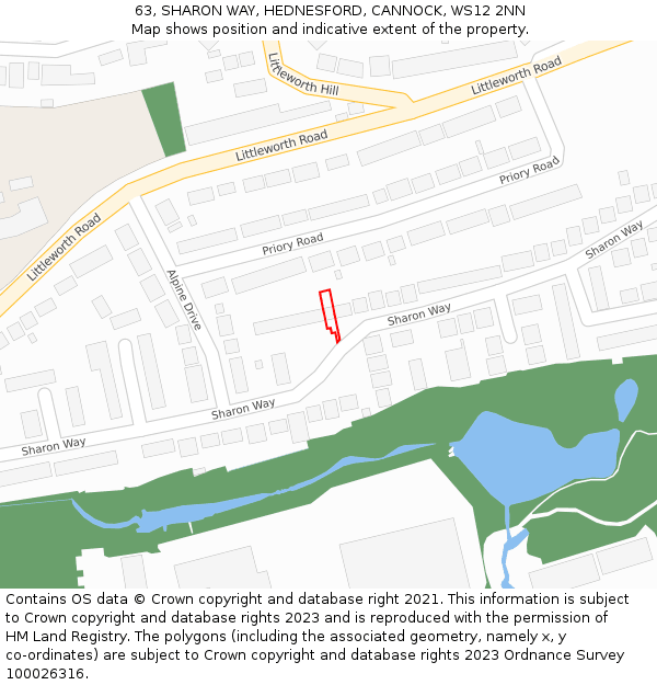 63, SHARON WAY, HEDNESFORD, CANNOCK, WS12 2NN: Location map and indicative extent of plot