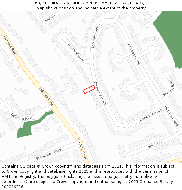 63, SHERIDAN AVENUE, CAVERSHAM, READING, RG4 7QB: Location map and indicative extent of plot