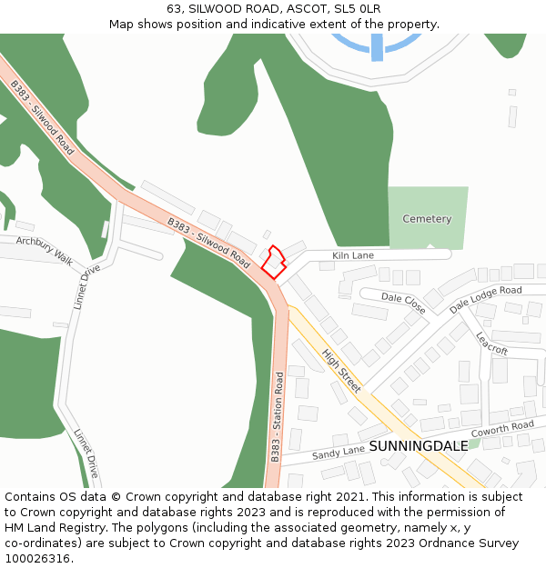 63, SILWOOD ROAD, ASCOT, SL5 0LR: Location map and indicative extent of plot