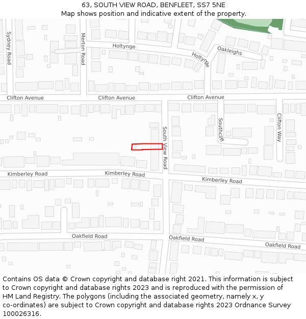 63, SOUTH VIEW ROAD, BENFLEET, SS7 5NE: Location map and indicative extent of plot