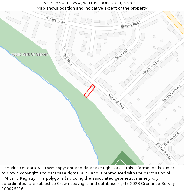 63, STANWELL WAY, WELLINGBOROUGH, NN8 3DE: Location map and indicative extent of plot