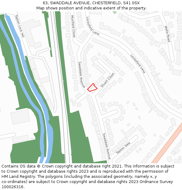 63, SWADDALE AVENUE, CHESTERFIELD, S41 0SX: Location map and indicative extent of plot