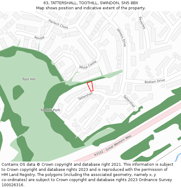 63, TATTERSHALL, TOOTHILL, SWINDON, SN5 8BX: Location map and indicative extent of plot