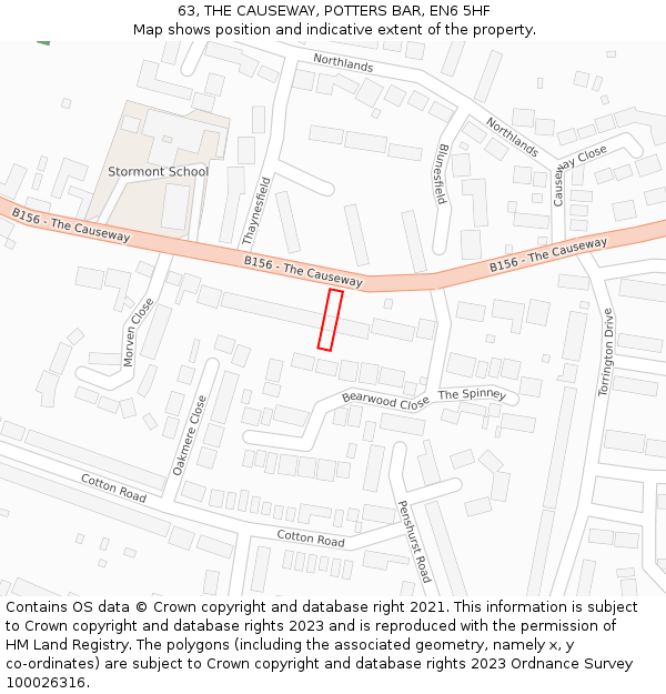 63, THE CAUSEWAY, POTTERS BAR, EN6 5HF: Location map and indicative extent of plot