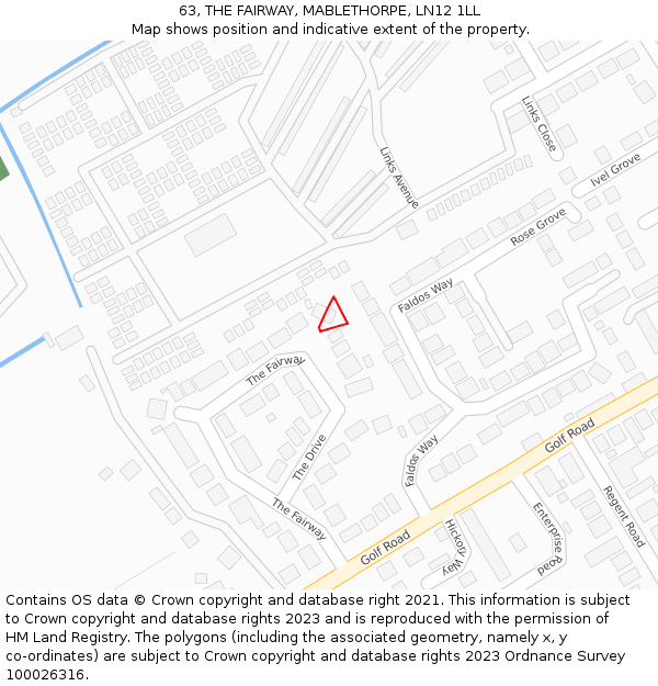 63, THE FAIRWAY, MABLETHORPE, LN12 1LL: Location map and indicative extent of plot