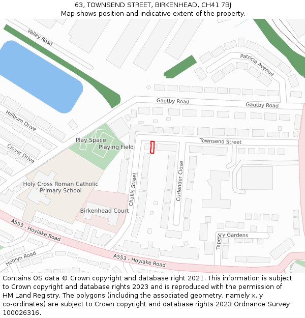 63, TOWNSEND STREET, BIRKENHEAD, CH41 7BJ: Location map and indicative extent of plot