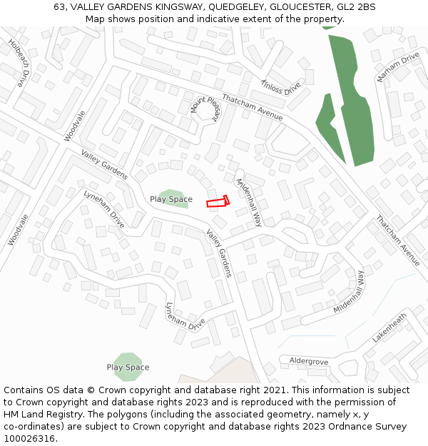 63, VALLEY GARDENS KINGSWAY, QUEDGELEY, GLOUCESTER, GL2 2BS: Location map and indicative extent of plot