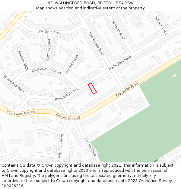 63, WALLINGFORD ROAD, BRISTOL, BS4 1SW: Location map and indicative extent of plot