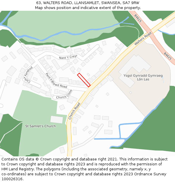 63, WALTERS ROAD, LLANSAMLET, SWANSEA, SA7 9RW: Location map and indicative extent of plot