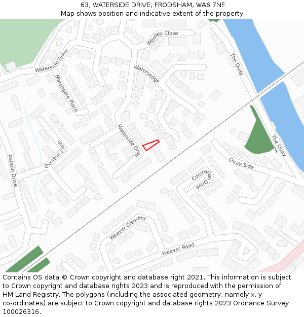63, WATERSIDE DRIVE, FRODSHAM, WA6 7NF: Location map and indicative extent of plot