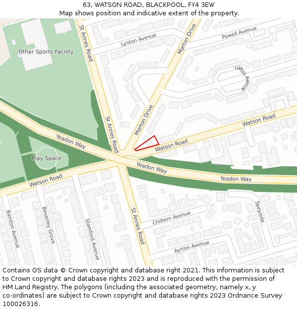 63, WATSON ROAD, BLACKPOOL, FY4 3EW: Location map and indicative extent of plot